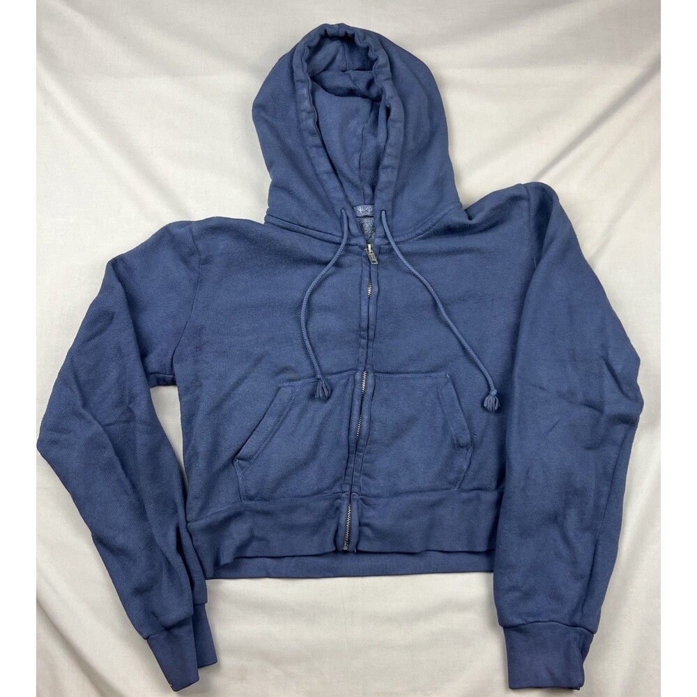 J. Galt Cropped Full Zip Hoodie Blue Died